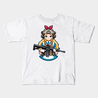 Tactical Wonderland Odyssey Tee: A Unique Twist on Alice's Journey Kids T-Shirt